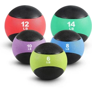 RitFit Weighted Medicine Ball -Non-Slip Rubber Shell & Dual Texture Grip-Workout Exercise Ball for Core Strength,Multiple Colors